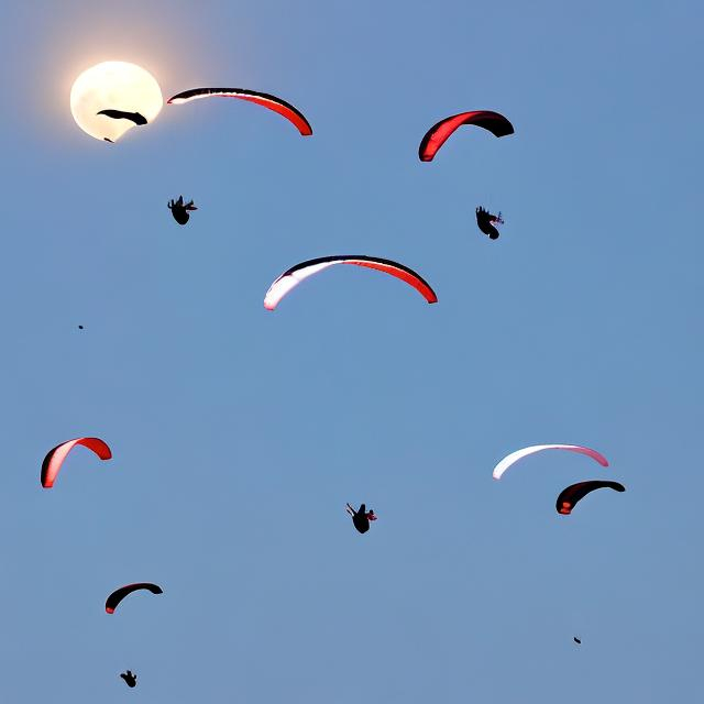 Prompt: 911 hamas paragliders flying by the moon