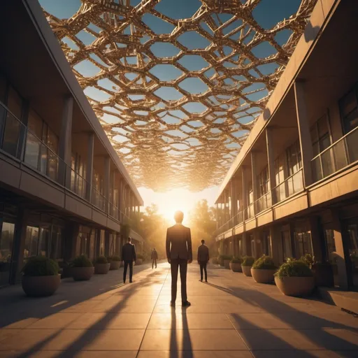 Prompt: show a scene describing how artificial intelligence will remove all life, golden hour overhead lighting, extra wide angle view, infinity vanishing point