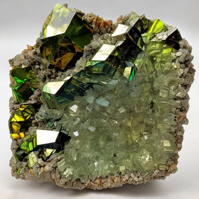 Prompt: Pallasite olivine crystal slice