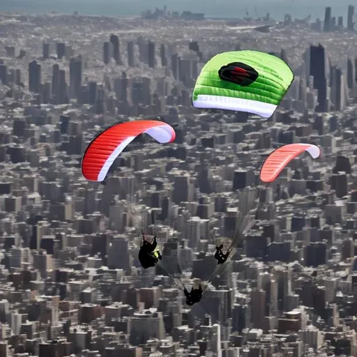 Prompt: hamas paragliders invading new york city