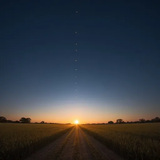 Prompt: strange nights, overhead golden hour lighting, extra wide angle field of view, infinity vanishing point