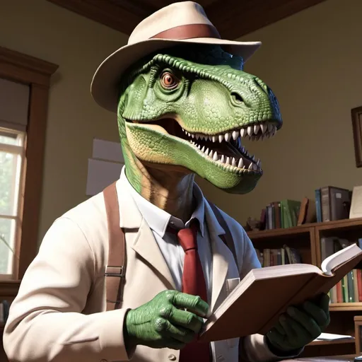 Prompt: Dinosaur professor