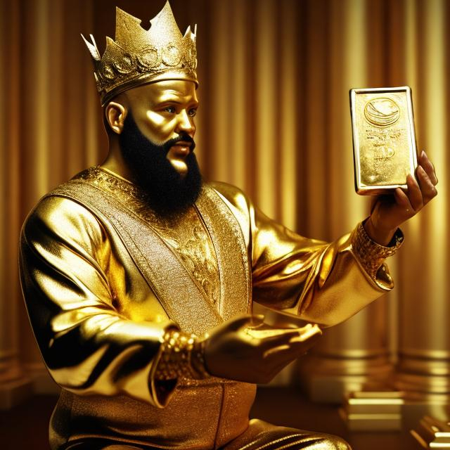 Prompt: king midas holding gold
