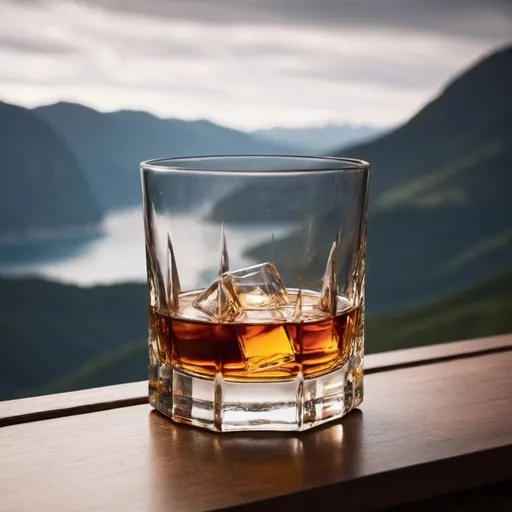 Prompt: glass of whiskey in a luxury location