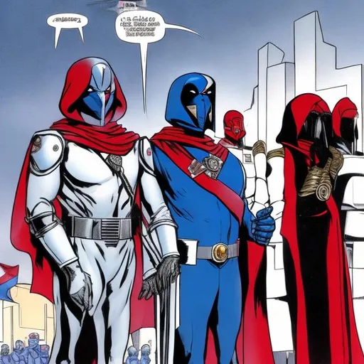 Prompt: Cobra Commander and Destro reviewing a Cobra army parade