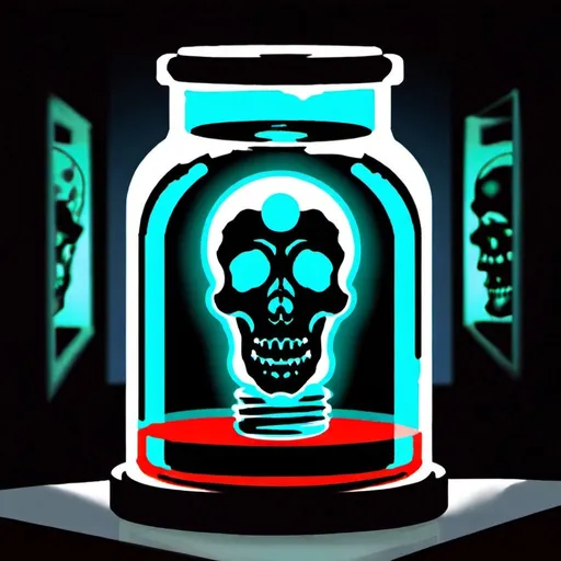 Prompt: So place your trust in science for it has come so far
Where necromancy lives forever preserved within a jar