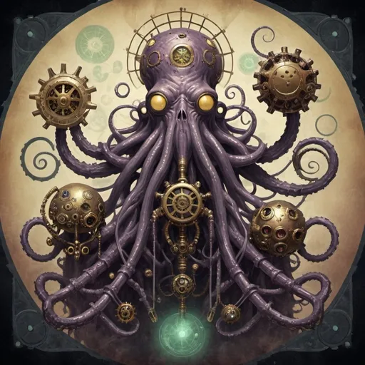 Prompt: atomic steampunk yog-sothoth and friends