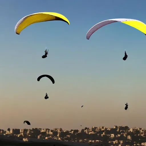 Prompt: 911 hamas paragliders flying by the moon