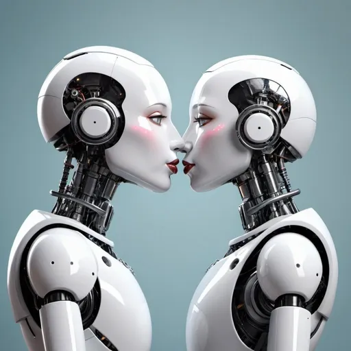 Prompt: kissing robots