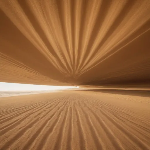 Prompt: Sands of endless Infinity, golden overhead lighting, extra wide angle view, infinity vanishing point