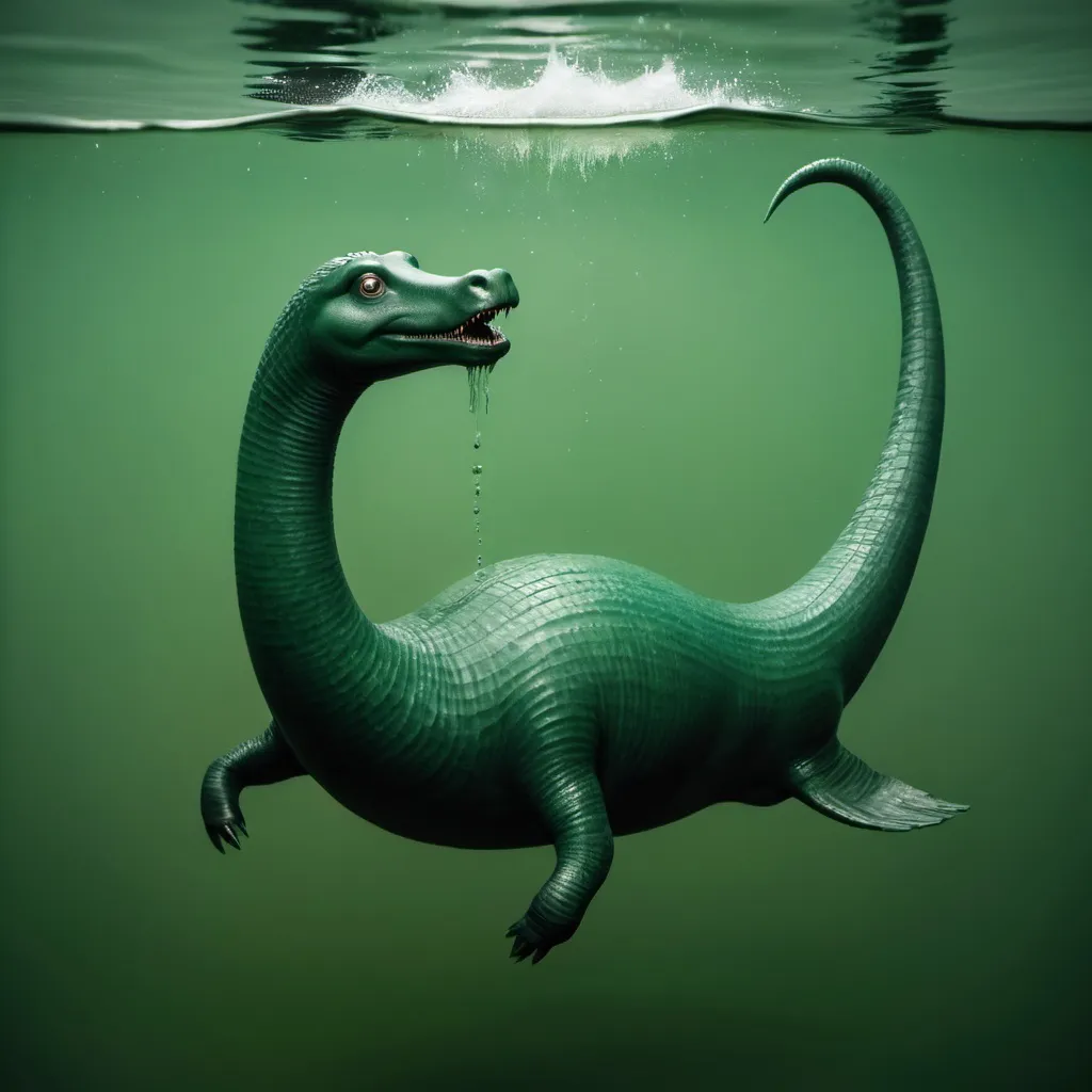 Prompt: nessie swimming in soup