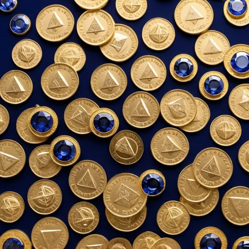 Prompt: trillion sapphire coins