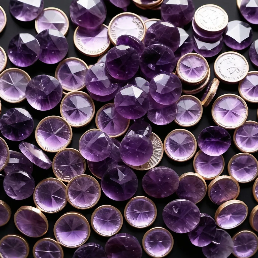 Prompt: trillion amethyst coins