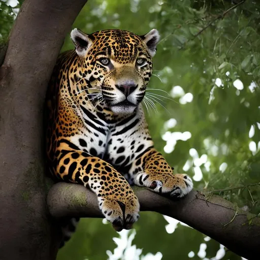 Prompt: jaguar in a tree
