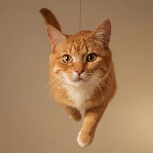 Prompt: giant orange chrome zeppelin cat in flight, golden hour overhead lighting, extra wide angle view, infinity vanishing point