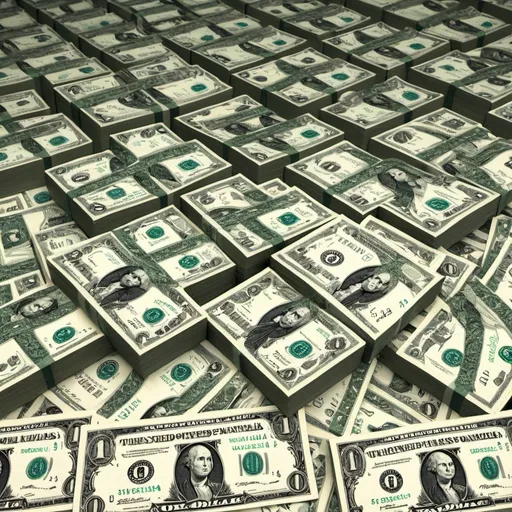 Prompt: trillion single dollar bills