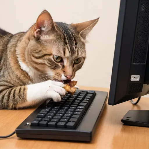 Prompt: a cat eating a comuter eating a cat in a computer
