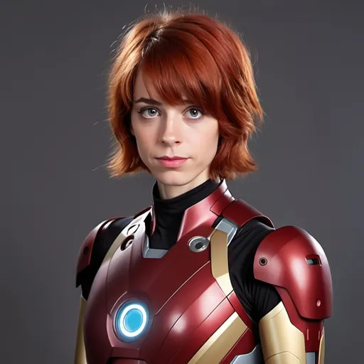 Prompt: A  femboy in a Ironman suit without helmet