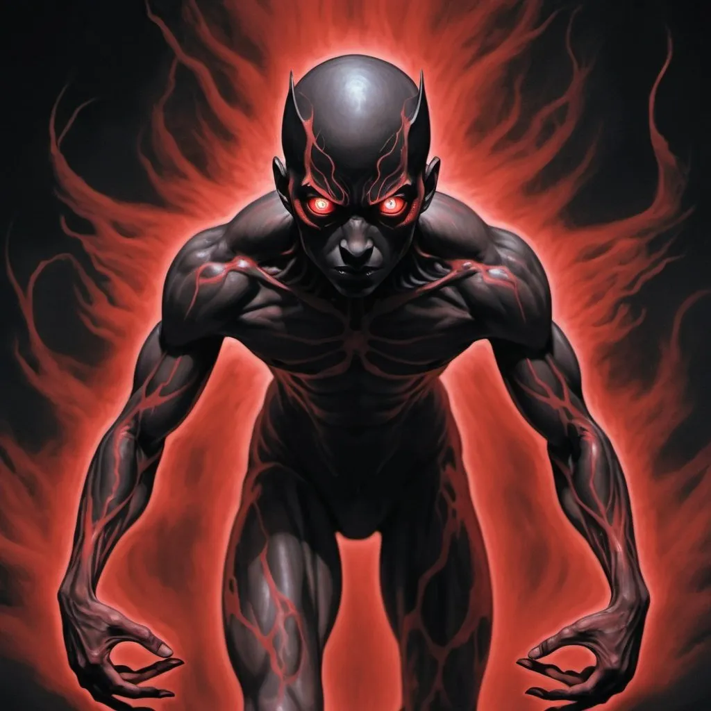 Prompt: devil eyes, black and red aura, human, body, arms, legs, feet, hands, extra detail