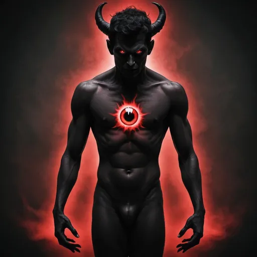 Prompt: devil eyes, black and red aura, human, body, arms, legs, feet, hands