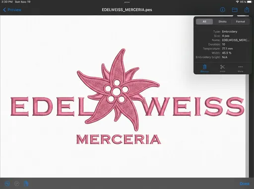 Prompt: Pasame esa imagen a un archivo para bordar con extensión pes
