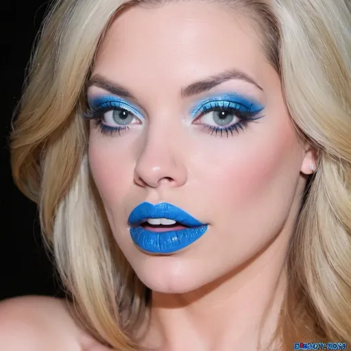 Prompt: Amber Smith bimbo hypnotic  blue lips 