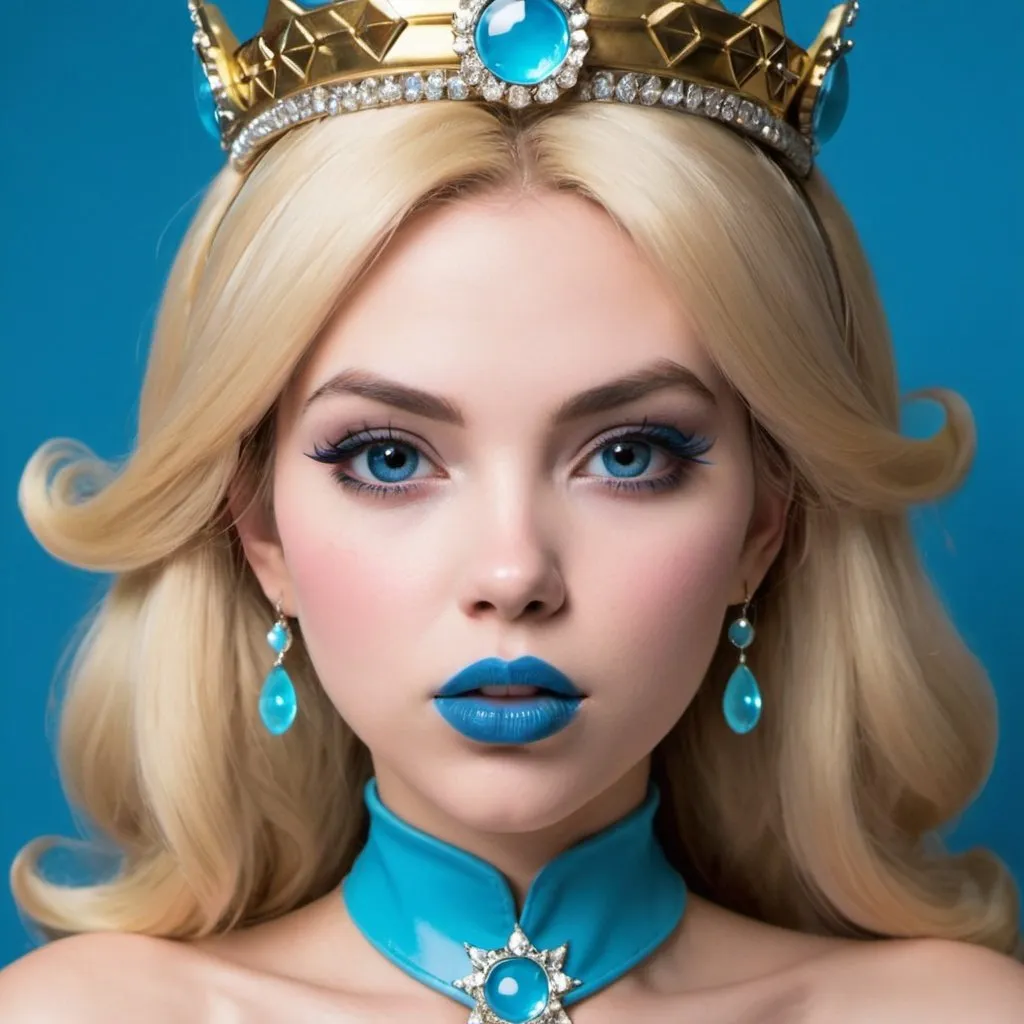 Prompt: Princess Rosalina bimbo hypnotic  blue lips 