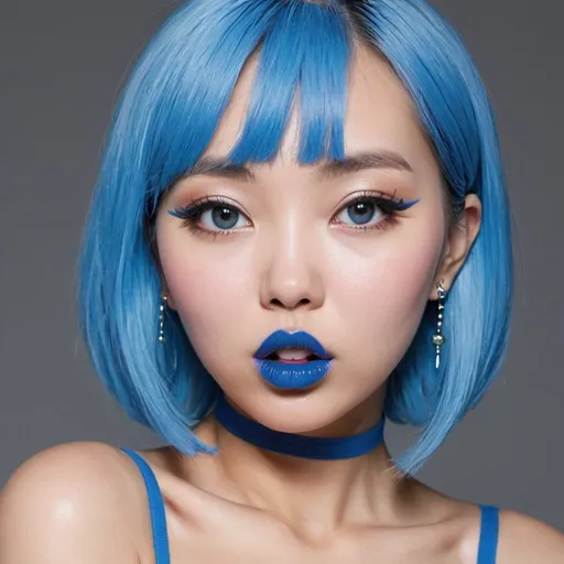 Prompt:  Min Min bimbo hypnotic  blue lips 