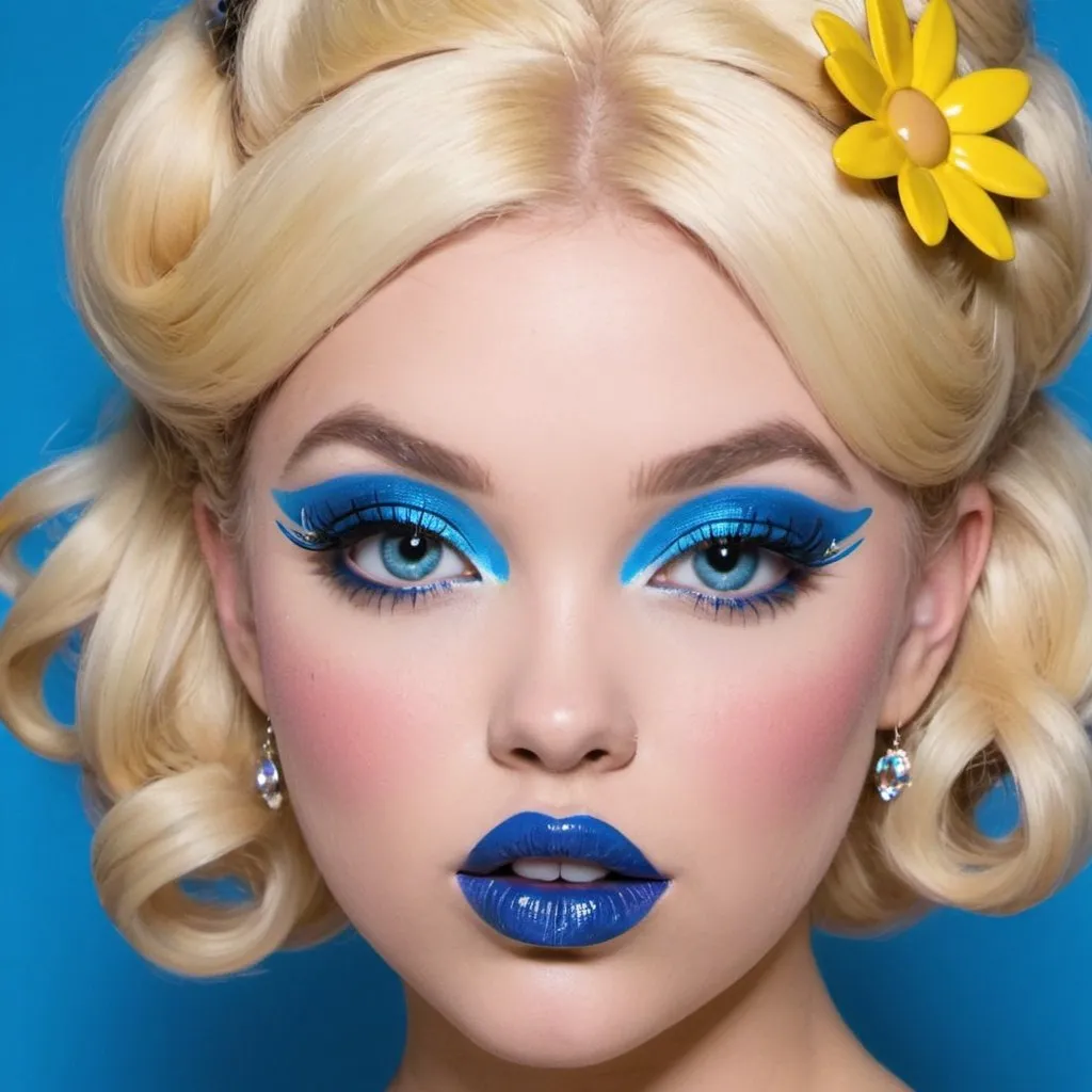 Prompt: Princess Daisy bimbo hypnotic  blue lips 