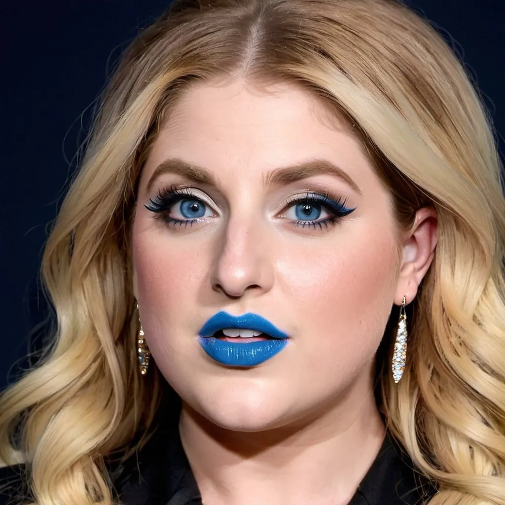 Prompt: Meghan Trainor bimbo hypnotic  blue lips 