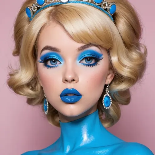 Prompt: Princess Daisy bimbo hypnotic  blue lips 