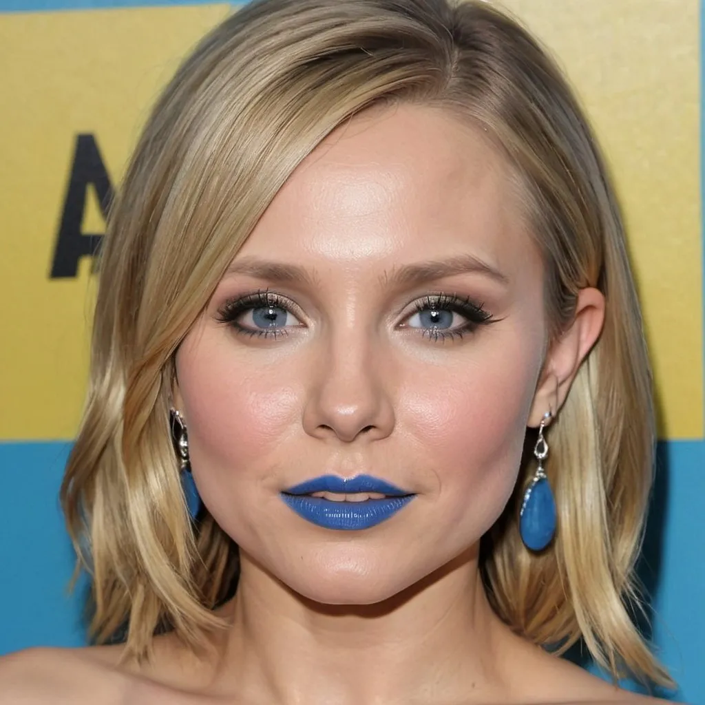 Prompt: Kristen Bell bimbo hypnotic  blue lips 