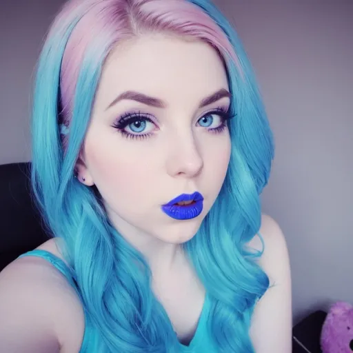 Prompt: Ldshadowlady bimbo hypnotic  blue lips 