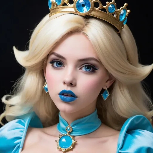 Prompt: Princess Rosalina bimbo hypnotic  blue lips 