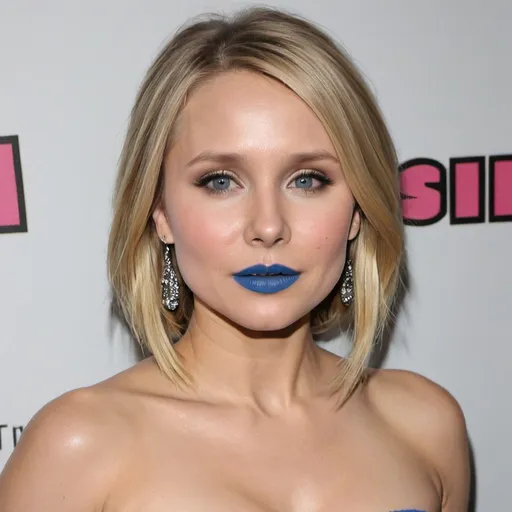 Prompt: Kristen Bell bimbo hypnotic  blue lips 