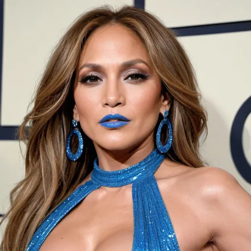 Prompt: Jennifer lopez bimbo hypnotic  blue lips 