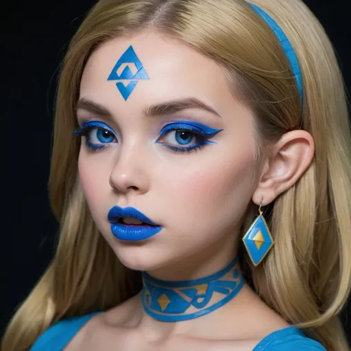 Prompt: Zelda bimbo hypnotic  blue lips 