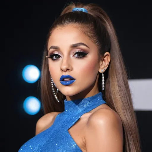 Prompt: Arianna Grande bimbo hypnotic  blue lips 