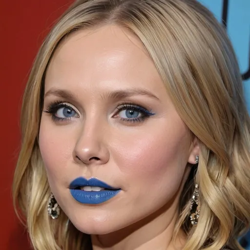 Prompt: Kristen Bell bimbo hypnotic  blue lips 