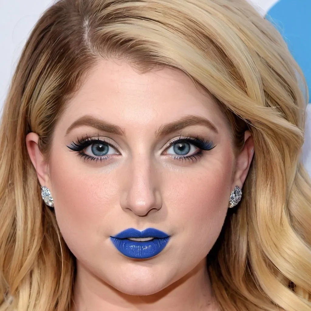 Prompt: Meghan Trainor bimbo hypnotic  blue lips 