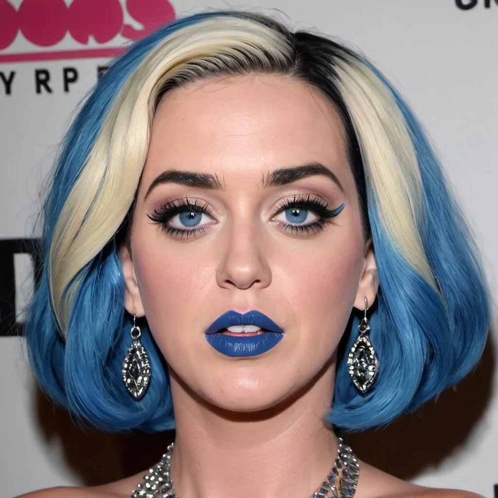 Prompt: Katy Perry bimbo hypnotic  blue lips 