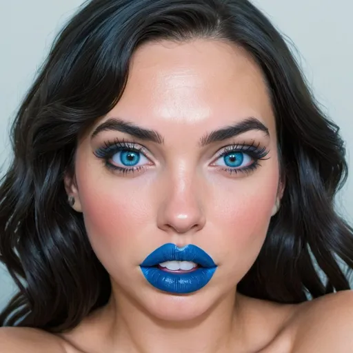 Prompt: Wonder Woman bimbo hypnotic  blue lips 