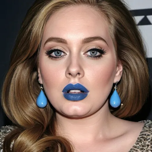 Prompt: Adele bimbo hypnotic  blue lips 