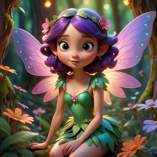 Prompt: Disney-style illustration of a cute fairy, octane render, magical forest setting, enchanting wings, whimsical floral details, vibrant and colorful palette, high quality, magical, detailed fairy, fairy-tale, fantasy, professional, whimsical, vibrant colors, enchanting lighting