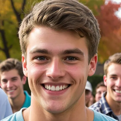 Prompt: college frat guy smiling