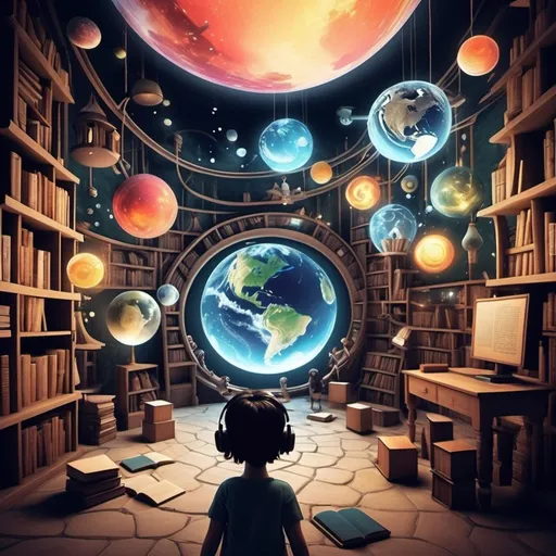 Prompt: immersive worlds and literacy abstract but not weird