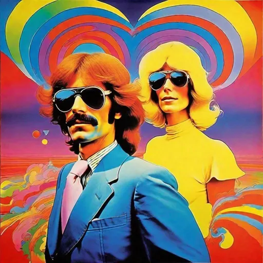 Prompt: promotional poster, peter max style, 70s, duo, kodachrome, surreal, fantasy,
enticing

