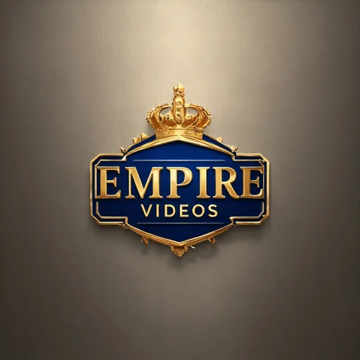 Prompt: Generate a Logo named (Empire Videos), modern and professional design, intricate details, clean lines, bold typography, minimalistic style, use of regal colors such as royal blue and gold, stylish digital artistry, high-quality (4K), polished and elegant, sleek and sophisticated, well-balanced composition, simple and timeless layout, premium branding,