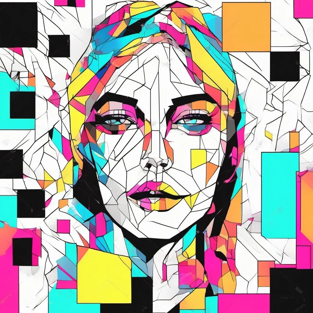 Prompt: Vector 3D girl face made of different-sized black outline blocks, minimalist style, vivid color scheme, high quality, vector art, 3D rendering, geometric abstraction, abstract portrait, black outline blocks, 3D, monochrome, minimalist, highres, ultra-detailed