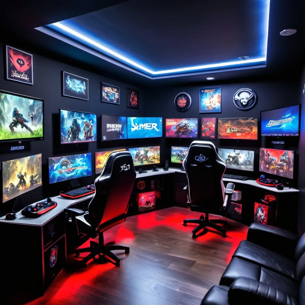 Prompt: seetup gamer room